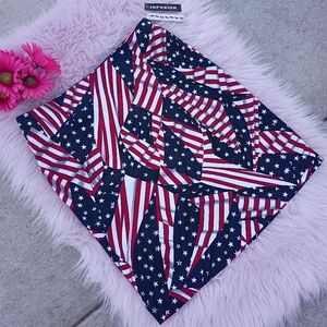 NEW! Infusion American Flag 4th Of July Vintage 90s Cotton Blend Pencil Skirt